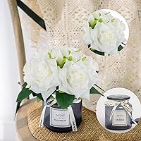 Vista 2 de XIAYAN Flor artificial y florero de vidrio, juego de botella de vidrio con rosa de seda, adecuado para sala de estar, mesa de comedor, oficina