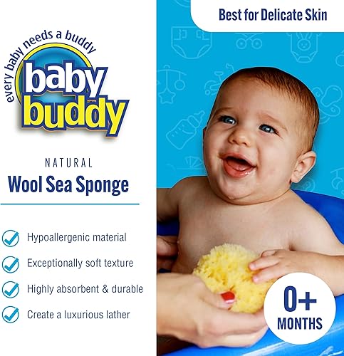 Miniatura 2 de Baby Buddy Esponja marina de lana natural, esencial para recién nacidos, ultra suave para pieles delicadas, hipoalergénicas y biodegradables,