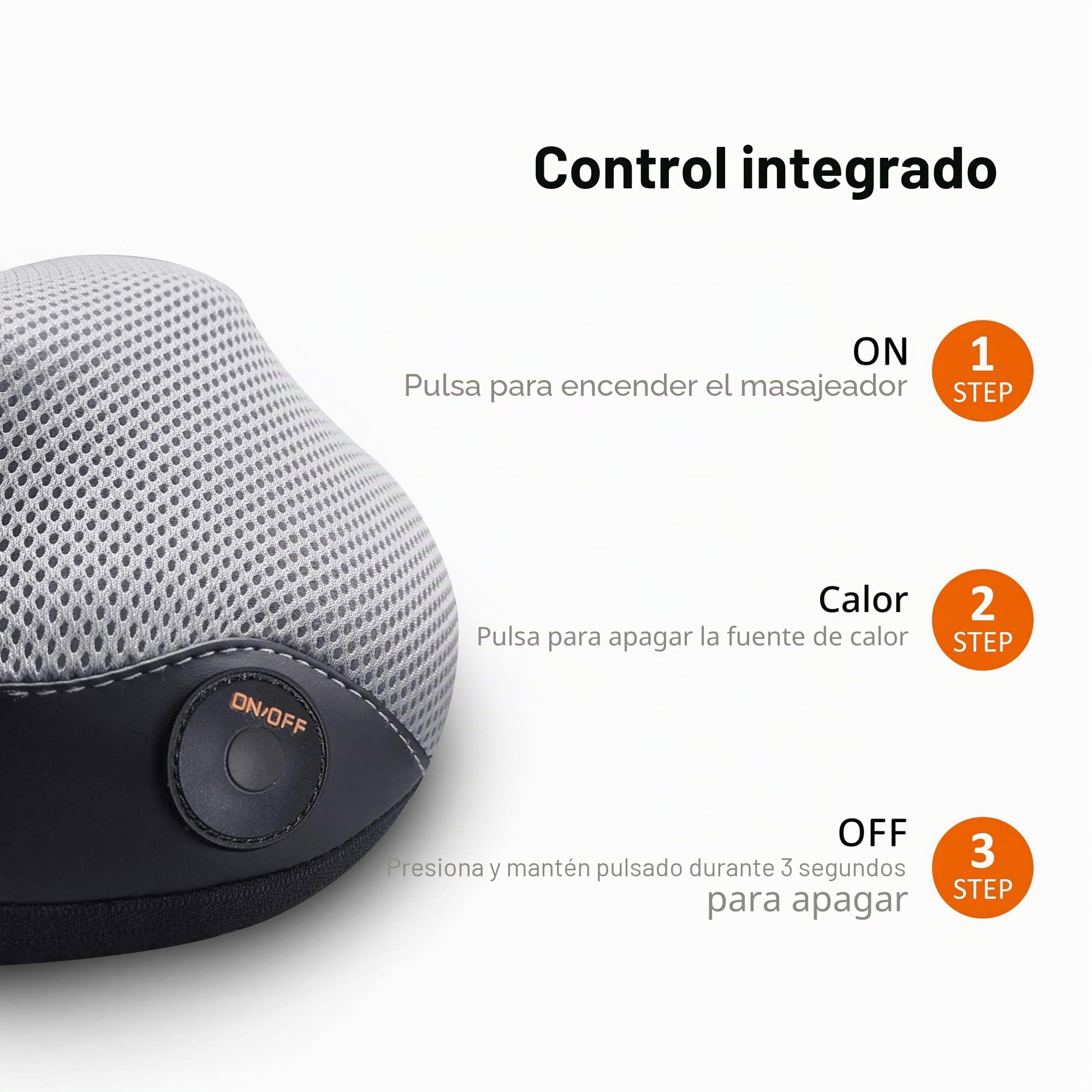 Cojín de masaje Snailax con función térmica, aparato de masaje Shiatsu para cuello,hombros y espalda, con cabezales giratorios 3D, ideal para el hogar o la oficina; regalo ideal para hombres y mujeres