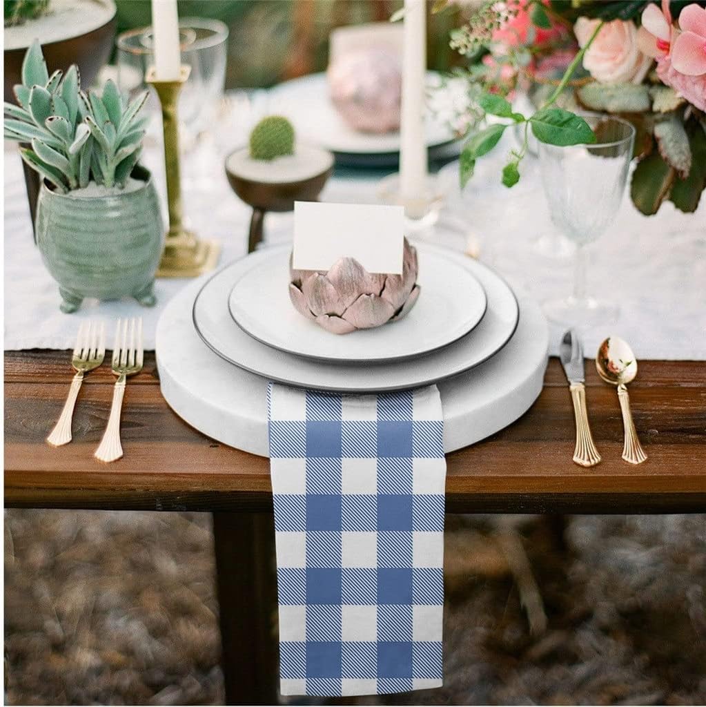Pastoral Dark Plaid Table Napkin Cloth Set for Party Wedding Kitchen Dinner Napkins(6pcs)