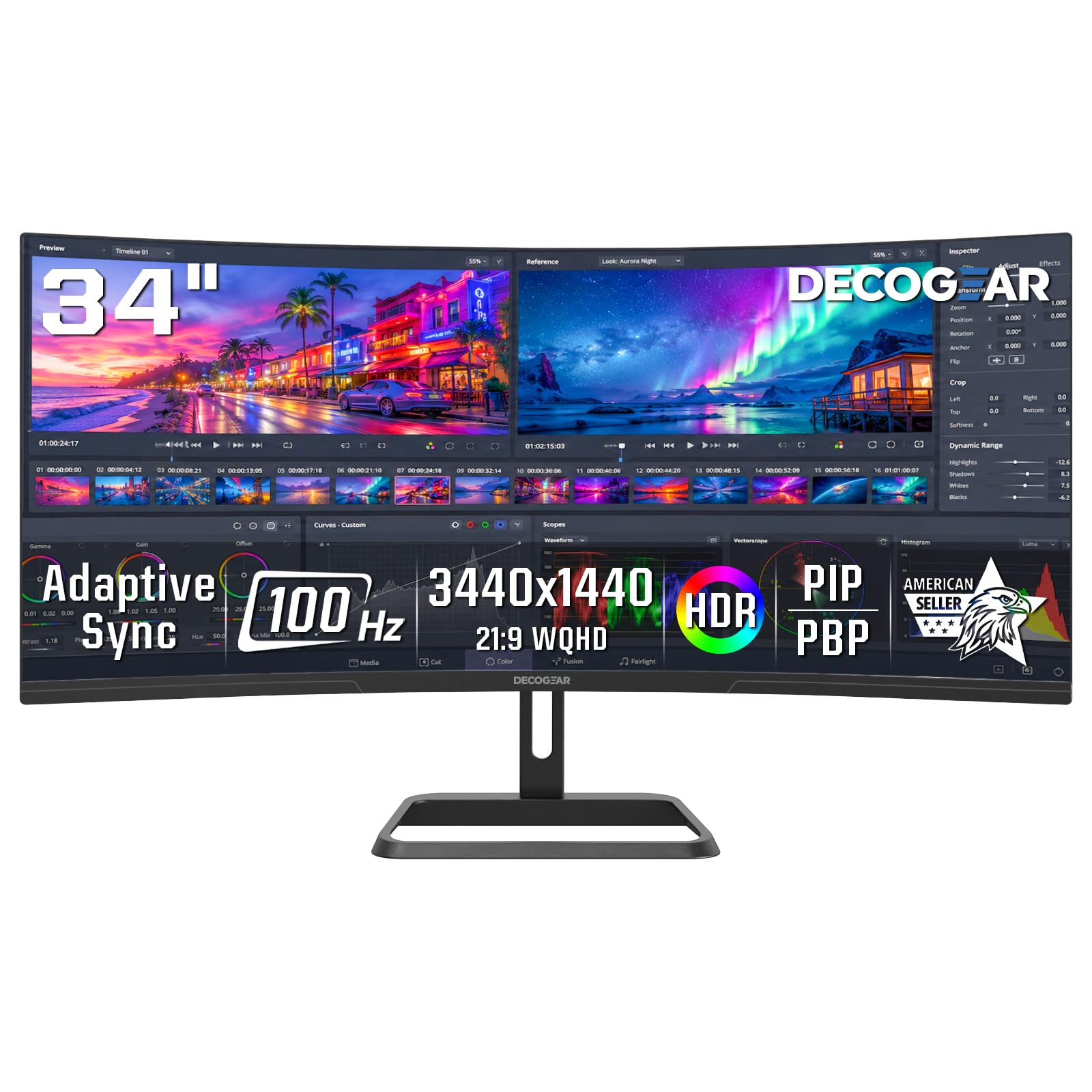 Deco Gear 34-Inch Curved Super UltraWide Monitor