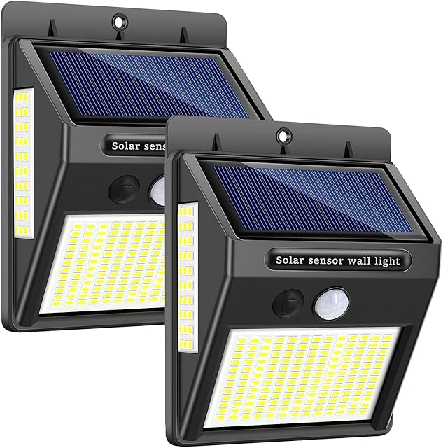zhiroad Upgraded Solar Lights Outdoor 216 LED Motion Sensor Security Wall Lights Waterproof Security Lights 300° Super Bright for Outside,Front Door,Garage,Yard,Fence (2 Pack)