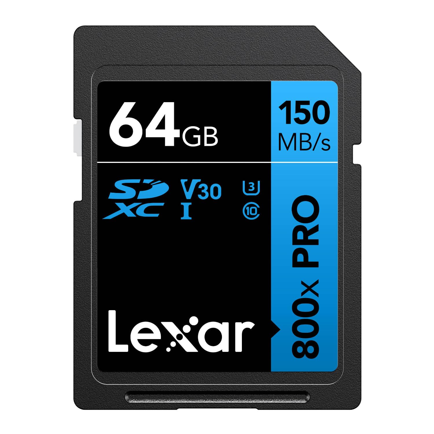 lexar high-performance 800x pro blue series 64gb sdxc memory card, class 10, uhs-i, v30 (lsd0800p064g-bnnnu)