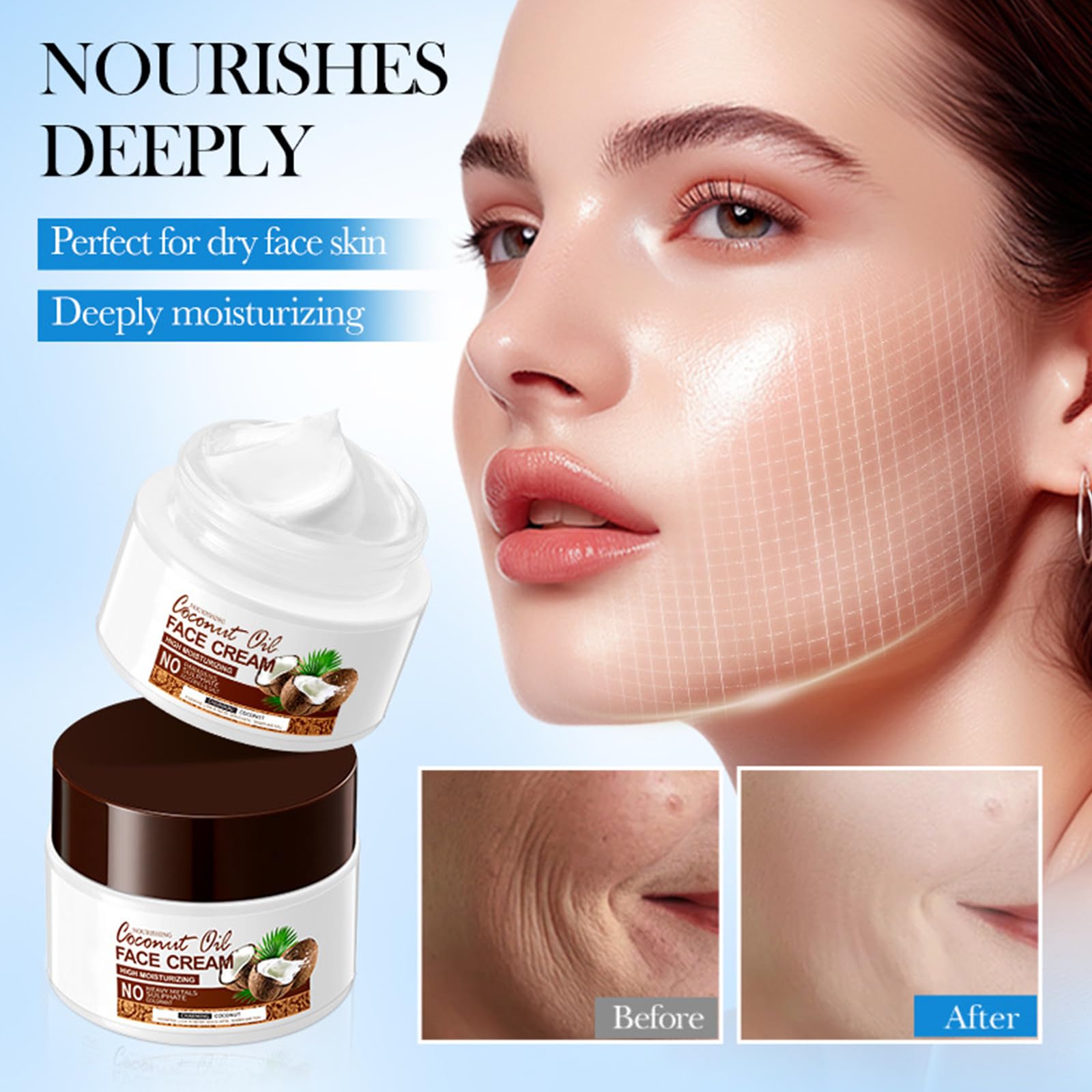 Coconut Oil Coconut Cream, 50 g Coconut Oil Cream Nourishing Moisturising Cream Multi-Purpose Cream for Face Hand and Body - Image 2