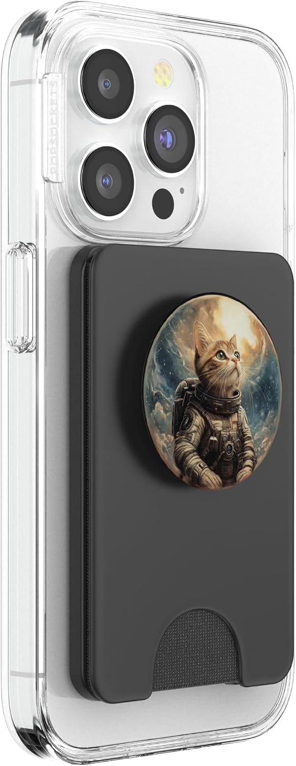 Space Cat Kitty Meow Animal Pet Outerspace Astronaut PopSockets PopWallet for MagSafe image 4