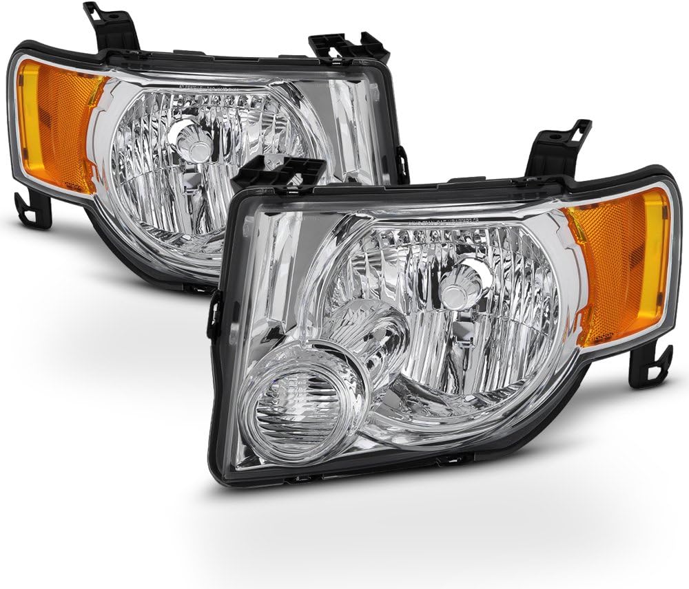 AKKON - For 2008-2012 Ford Escape 4-Door SUV Headlights Assembly Chrome Housing Clear Lens Full Set