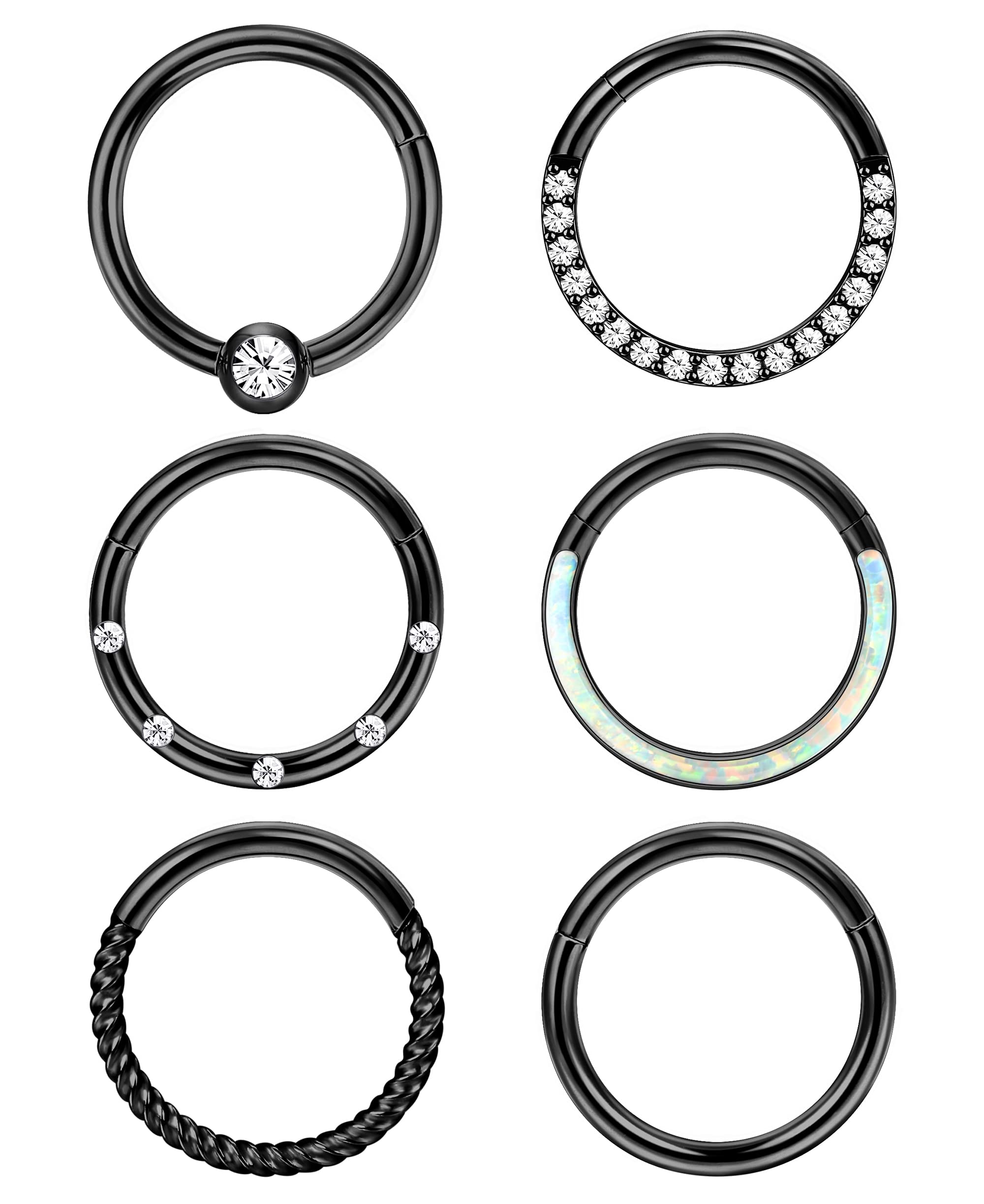 Adramata6 Pcs 16G 18G Nariz Piercing Septum Piercing para Mujer Hombre Plata Acero Quirúrgico Nariz Piercing Hélice Tragus Cartílago Oreja Piercing Labios Anillos Nariz Anillos Piercing