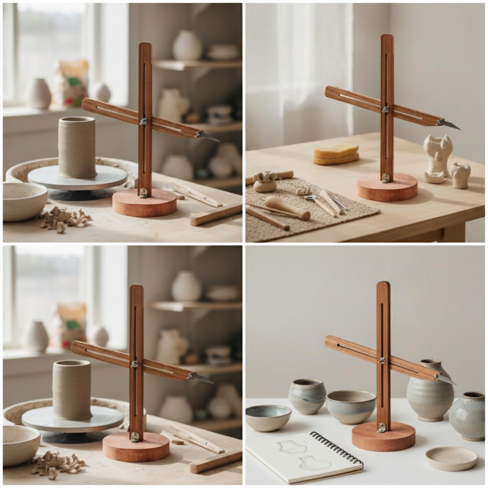 Strumento di Sagomatura per Ceramica con Base Rotonda E Hardware in Acciaio Inox per Regolare le E Mantenere le Dimensioni Adatto per Artisti E Appassionati