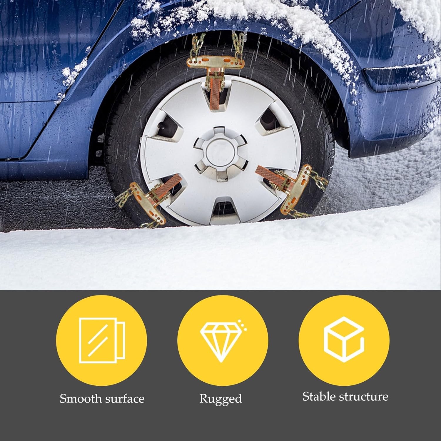 Zerodeko 2pcs Car Snow Tire Chains Anti-skid Wheel Chains for Suv and Passenger Cars Winter Traction Auto Accessories Random Color