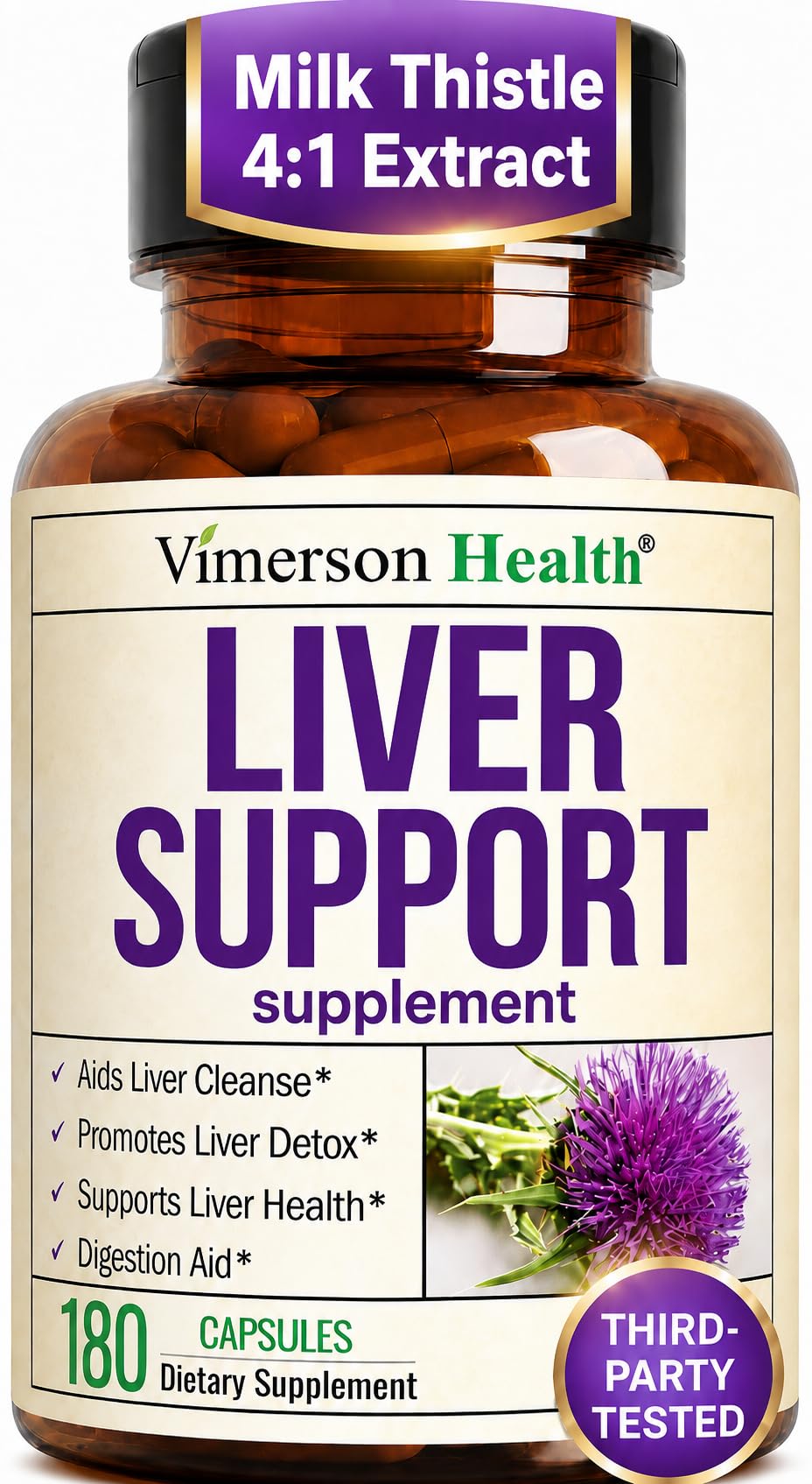Liver Support – Liver Cleanse Detox & Repair Milk Thistle Supplement 180ct 180 Count (Pack of 1)