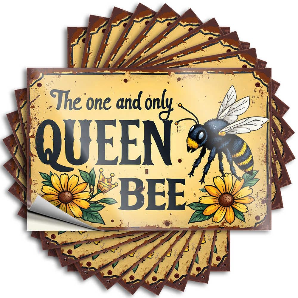 The One and Only Queen Bee: A Vibrant Floral Tribute Saying Man CABE Decor Self Adhesive | Fall Water Vinyl Sticker Pack for Friends(6X9CM)