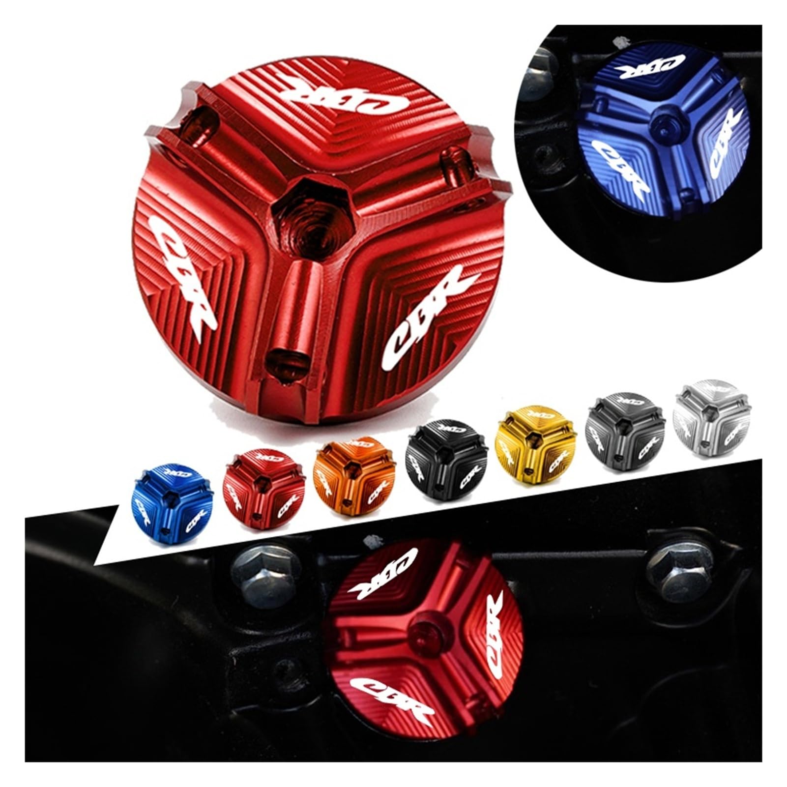 Tappo Olio Motore Rosso In Alluminio CNC - Per Honda CBR600RR, CBR1000RR, CBR250RR - Foto 7