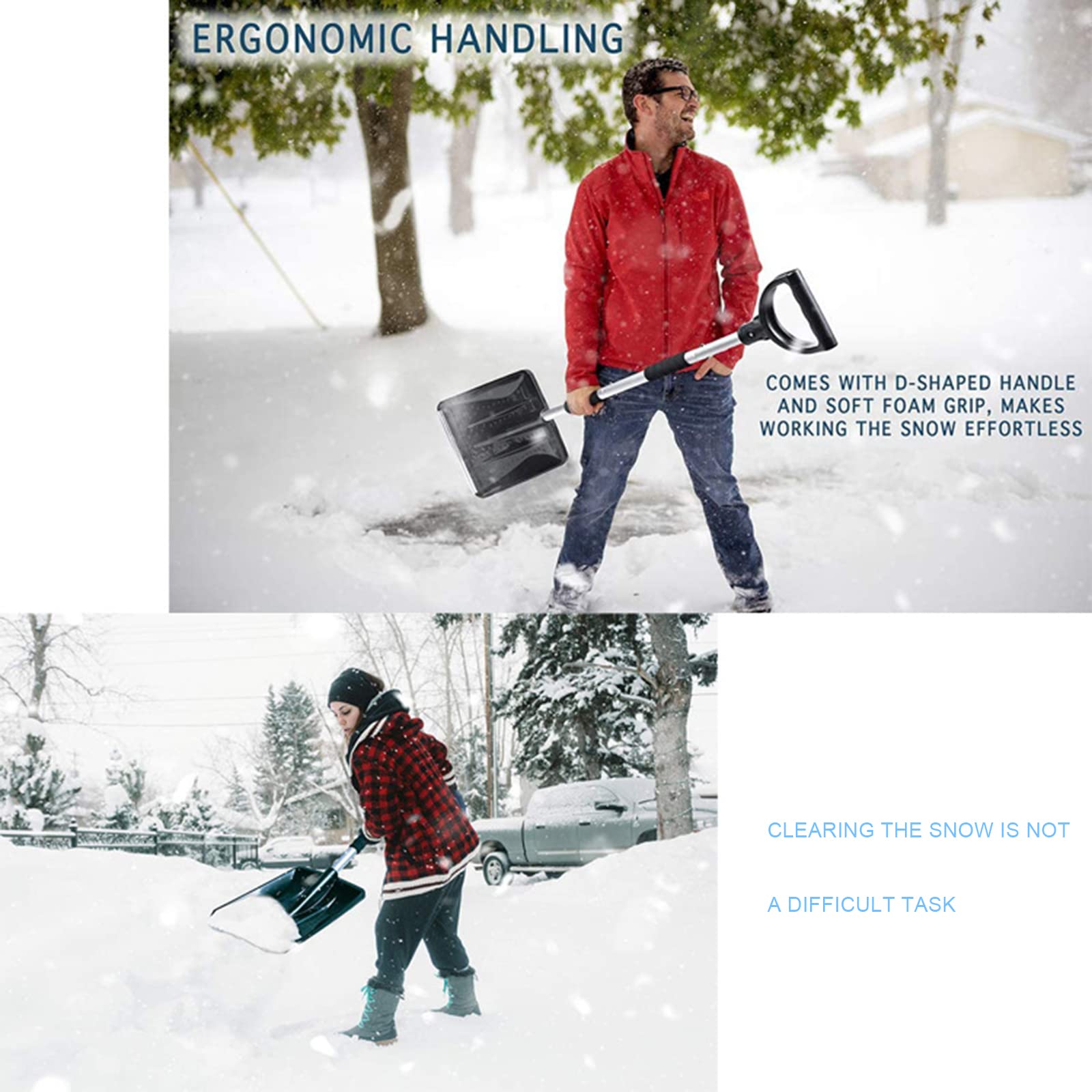 Juego de Pala de Nieve de Acero Inoxidable 3 en 1,Plegable Ajustable para Acampar al Aire Libre, para el Parque