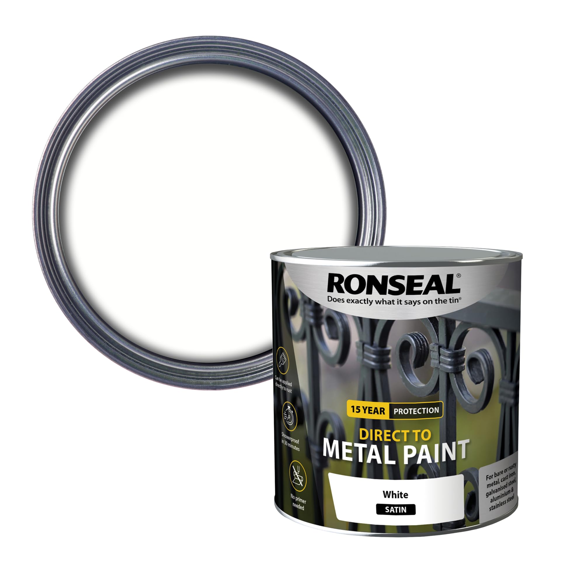 Ronseal Direct to Metal Paint White Satin 2.5L
