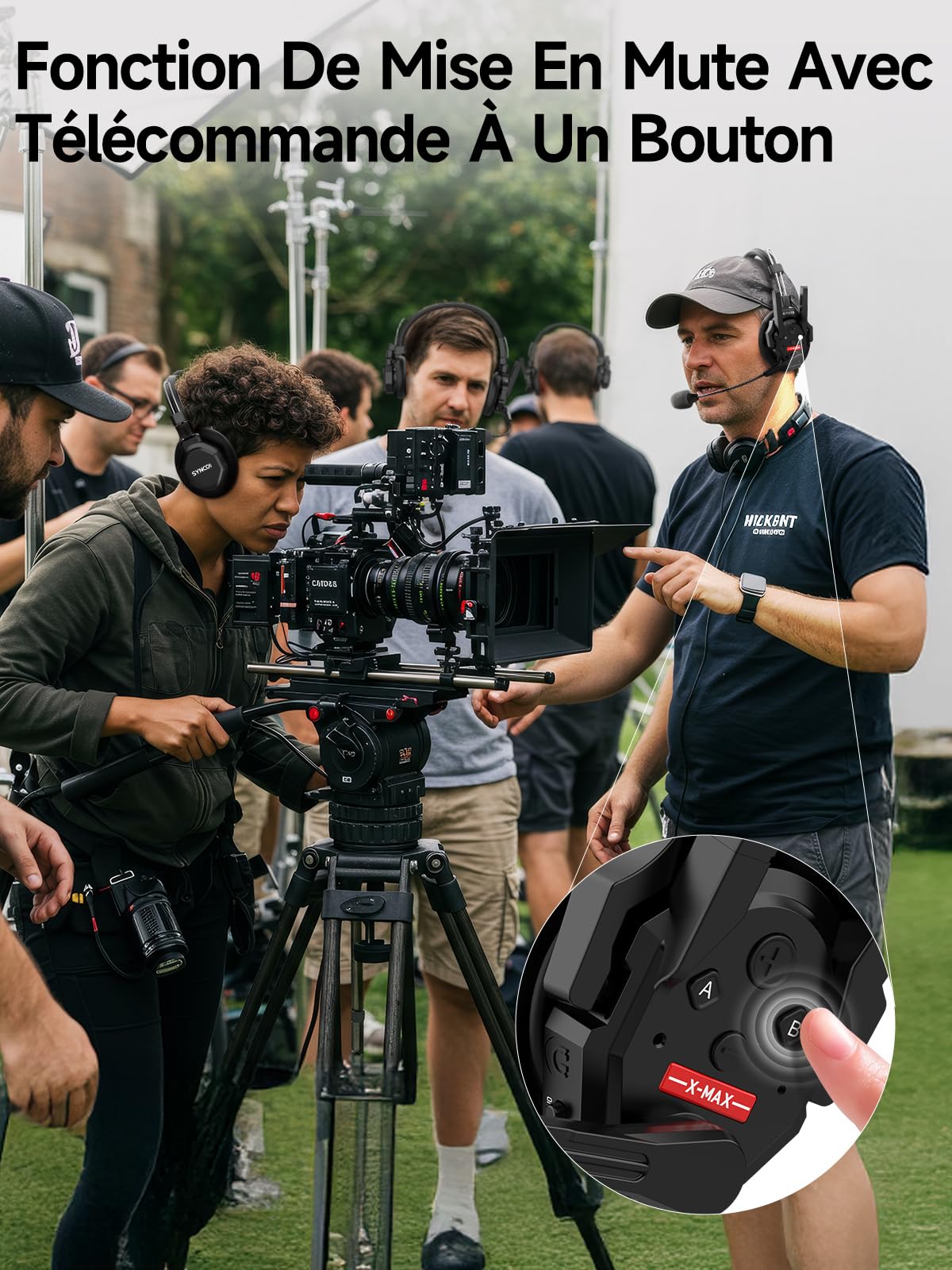 SYNCO XTALK Xmax Casque Intercom sans Fil, Casque Double Oreille Portée 500m Autonomie 24h pour Événements, Télévision, Tournage, Communication d'Équipe 5 PCS