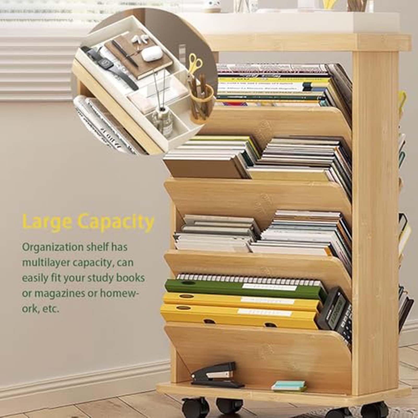 Organizer Per Libri Da Scrivania, Mobile, Angolare, Da Pavimento, Per La Casa, Libreria Stretta Autoportante Per Piccoli Spazi