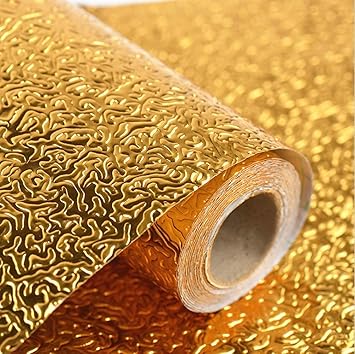 CRIMSON DECORS Golden Drops SELF Adhesive Wallpaper for Kitchen Living Room Stove Tops Counter Tops CUPBOARDS Peel and Stick SELF Adhesive Wallpaper - 200 * 60-12 SQFT Approx