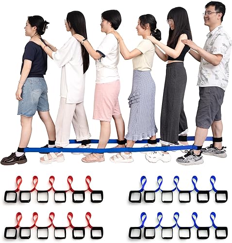 Miniatura 1 de Banda de carreras de 6 patas, juego de grupo de fiesta al aire libre para niños y adultos, carrera de equipo cooperativo para fiesta de cumpleaños,