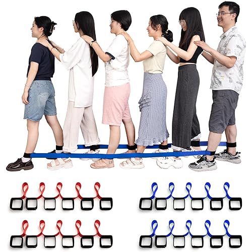 Legged Race Band for 12 PPL, Team Building, Outdoor Party Group Game for Kid Adult, Cooperative Team Race for Birthday Party, Relay Race, Field Day, Backyard Activity Game with Carrying Pouch