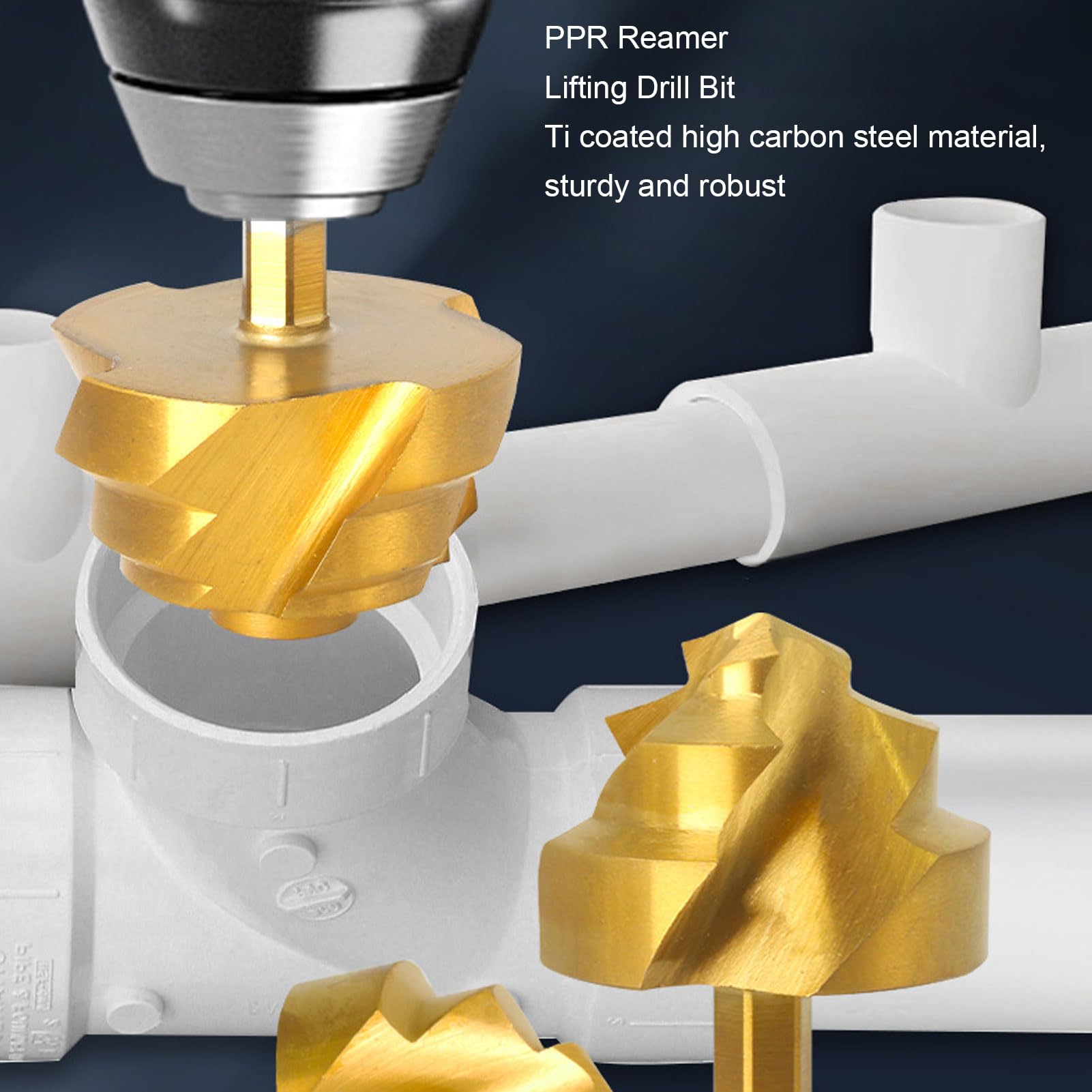 Syrisora - Juego de 6 brocas escalonadas de elevación PPR 20 25 32 40 50 63 mm 1/4 pulgadas con varilla hexagonal, broca de expansión en espiral para manguera de agua, rendimiento robusto y estable,