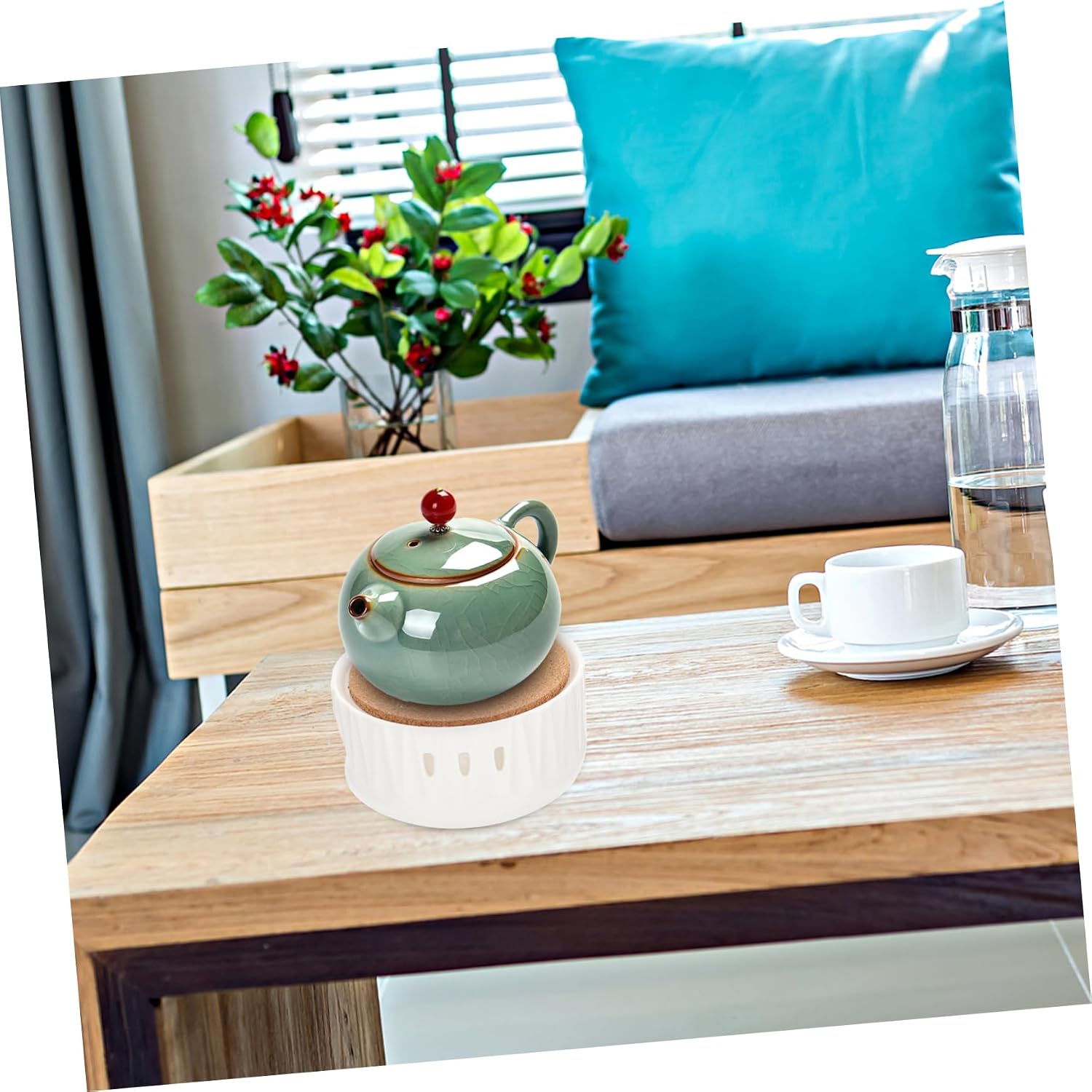 LIFKOME 1pc Tea Stove Base Insulation Candle Heater for Teapot Portable Ceramic Warmer Pedestal