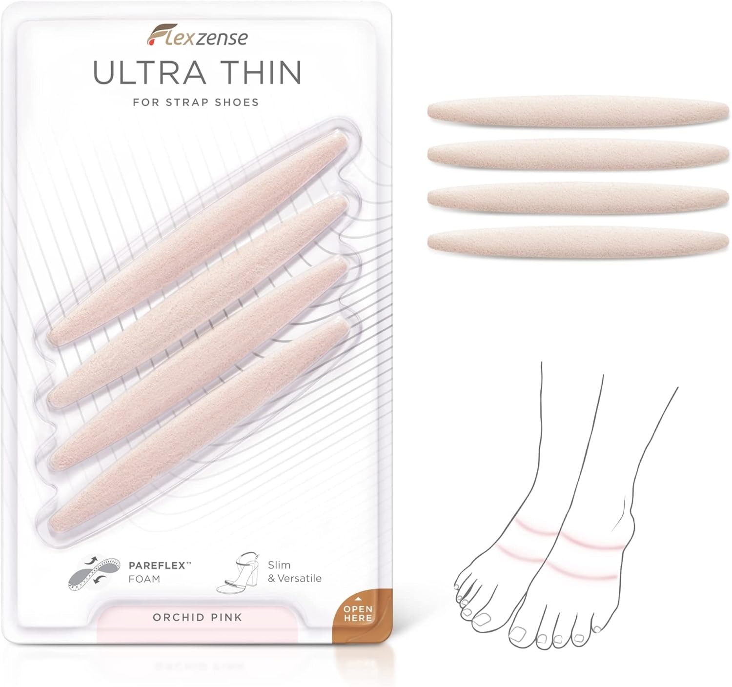 Ultra Thin | Protect Against Any Irritable Seams, Straps and Laces | 4 Pieces (Orchid Pink)