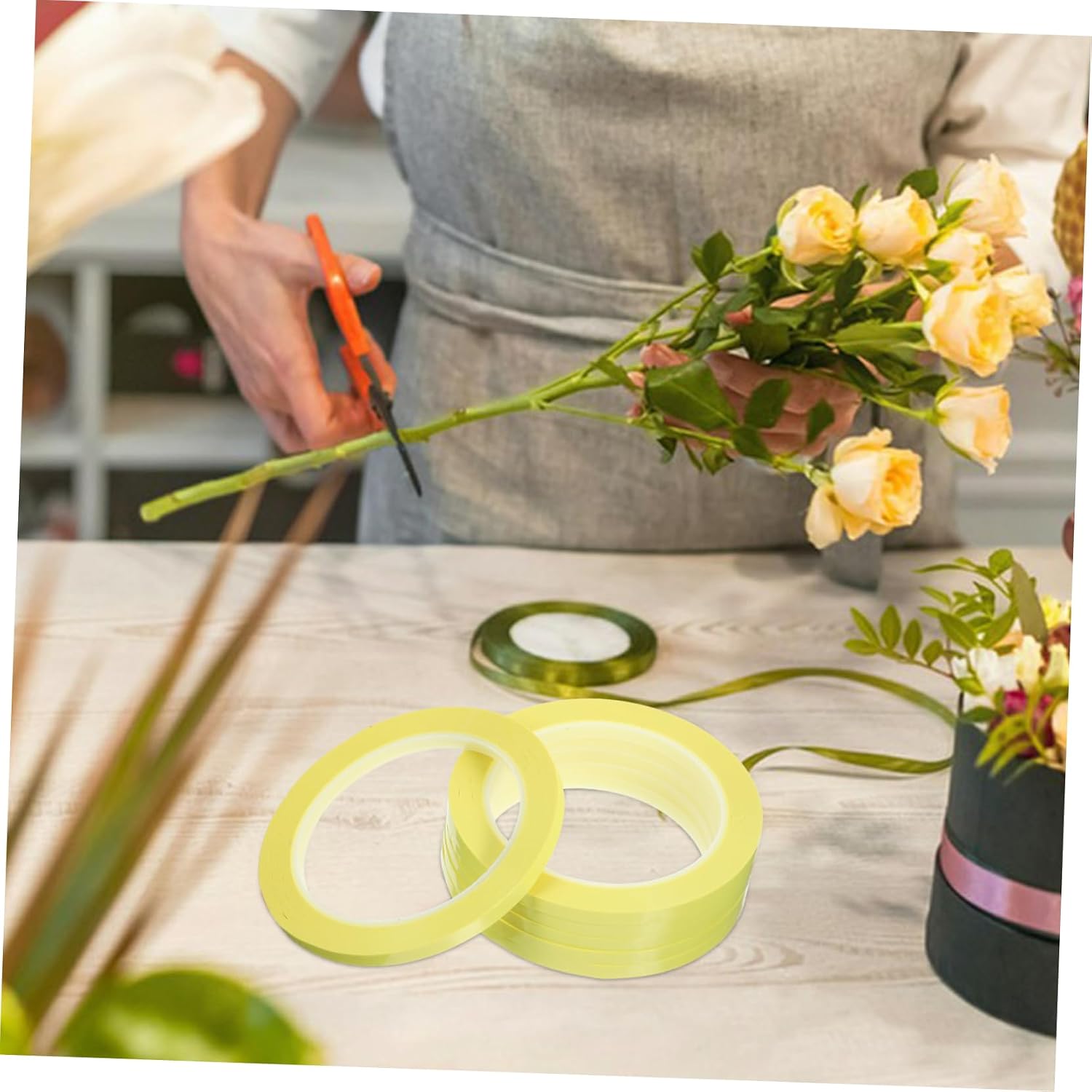 6rolls Transparent Flower Wrapping Tape Stem Wrap for Bouquets Craft Projects Floral Arrangements Random Colors