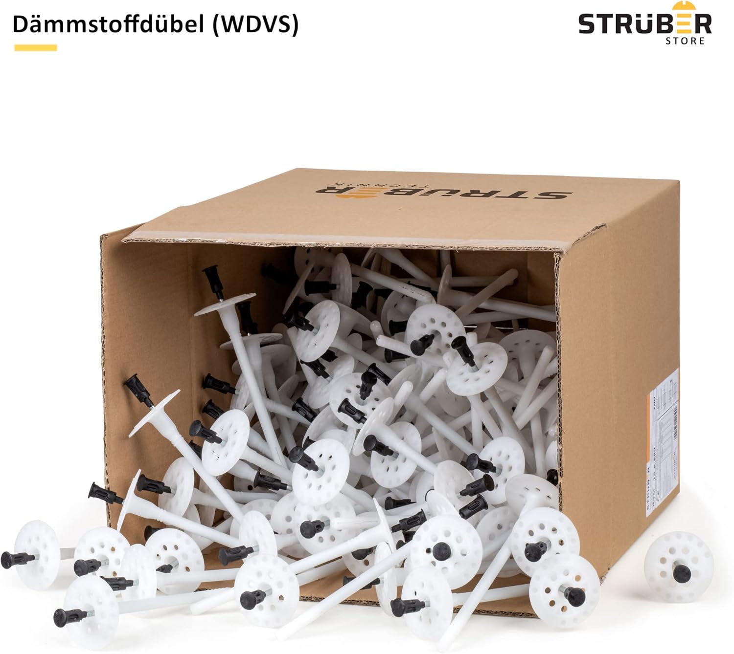 ETICS Set (Diameter 8 x 95 mm Insulation Dowels with Metal Mandrel 800 Pieces + White Polystyrene Rondelle 800 Pieces + Polystyrene Cutter 1 Piece) Set for Facade Insulation Thermal Insulation