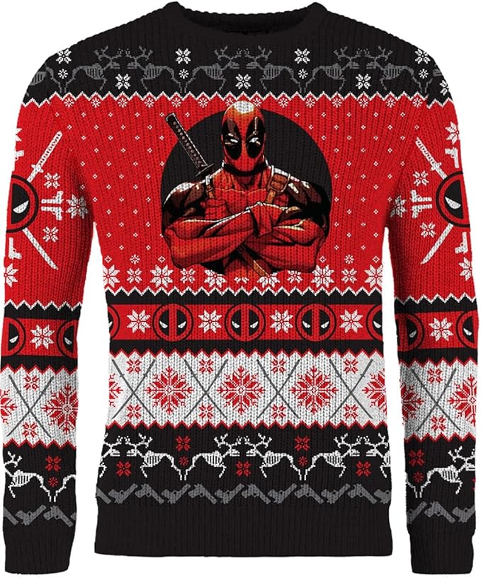 Deadpool Knitted Christmas Jumper Unisex for Men or Women Ugly