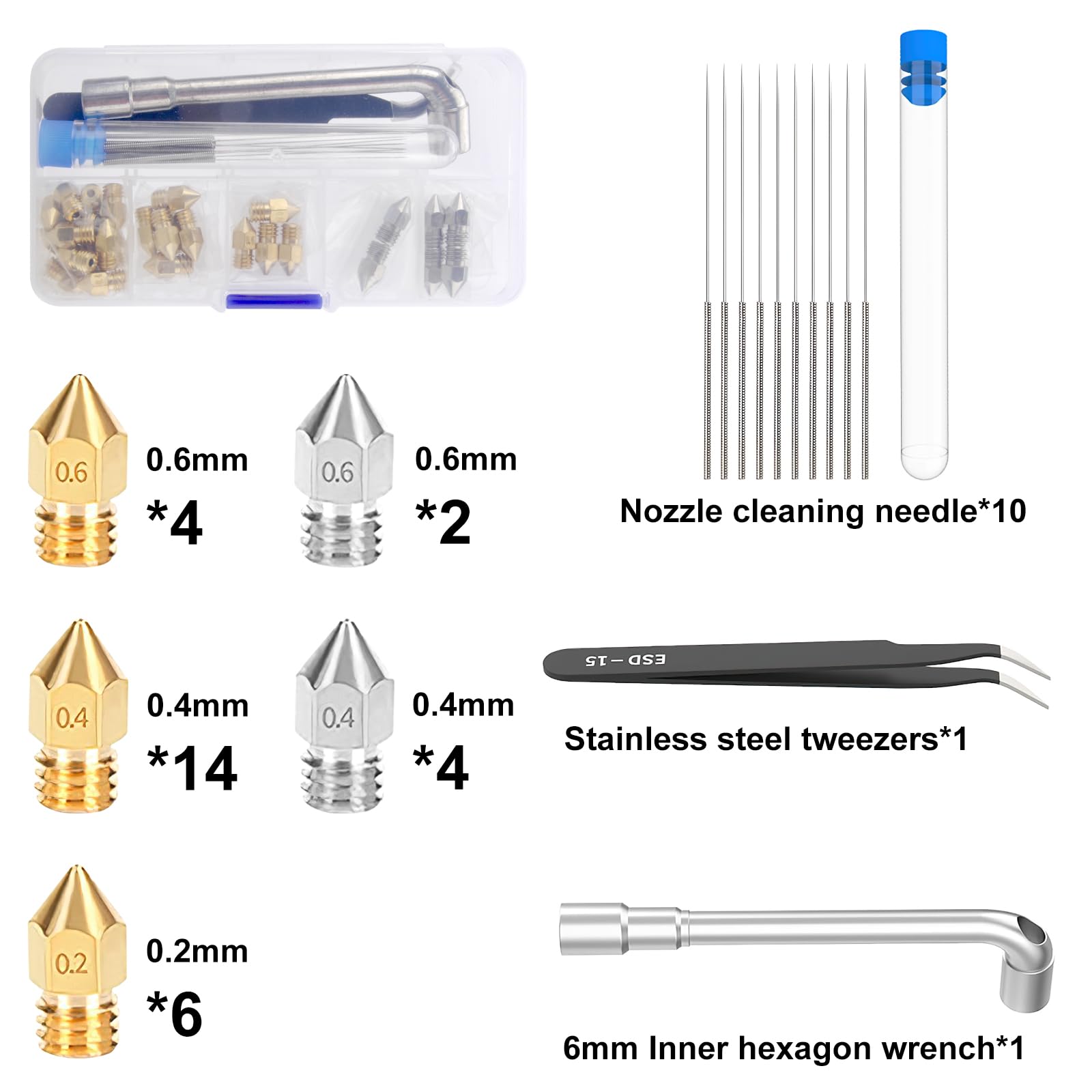 30 Buses Laiton Pour Imprimante 3D - 0.4/0.2/0.6mm - Pour Creality