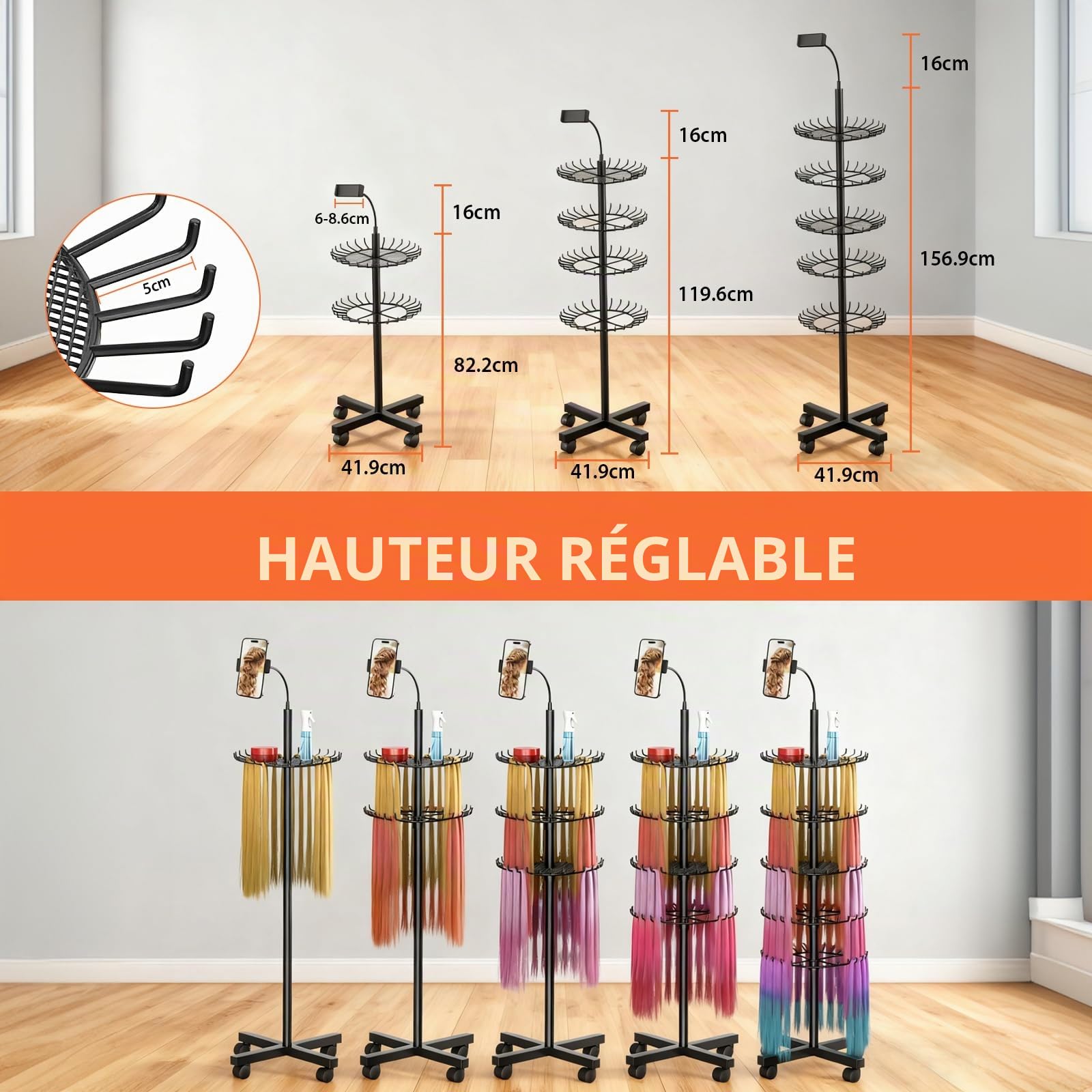 Support de Perruque avec Support pour Téléphone