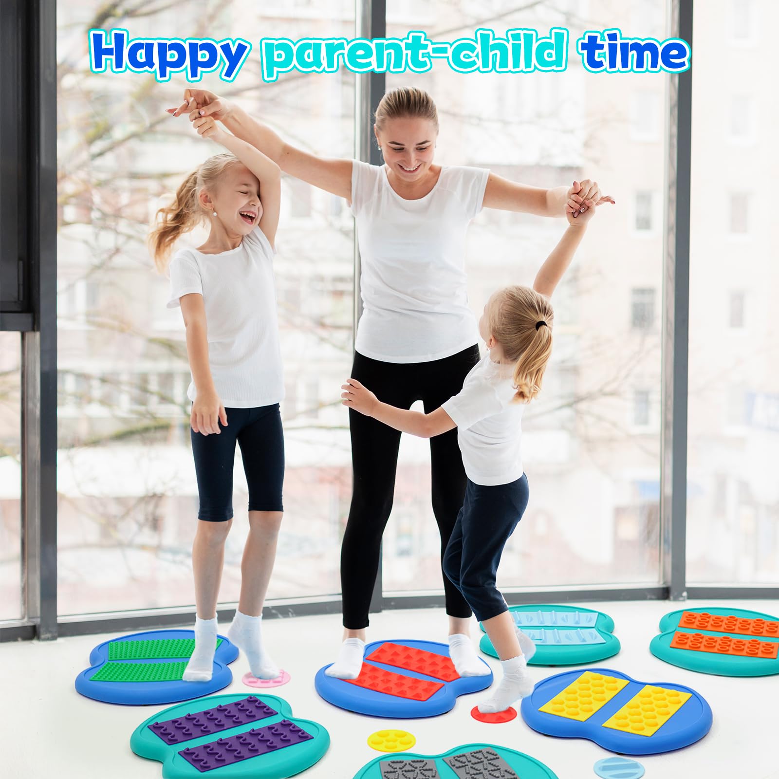 Balanciersteine Kinder, 8-teilige Tastscheiben Set mit Apfelform, Taktiles Sensorik Spielzeug, rutschfest