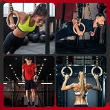 Gonex Wooden Gymnastic Rings with Adjustable Straps, 8.7 ft