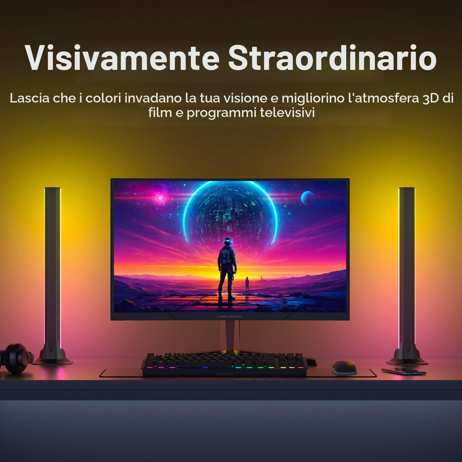 AURORIONCG Barra LED Gaming RGBIC per TV e Monitor PC — immagine 12 di 16