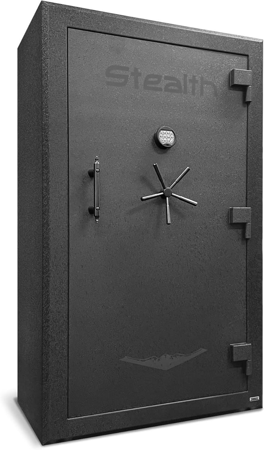 Stealth Premier PR50 Gun Safe Fits 50 Rifles & Pistols, Built Extremely Heavy Duty, 90 Minutes of Fire Protection, Premium Door Panel Organizer, LED Light Kit, Internal Power, California DOJ Approved