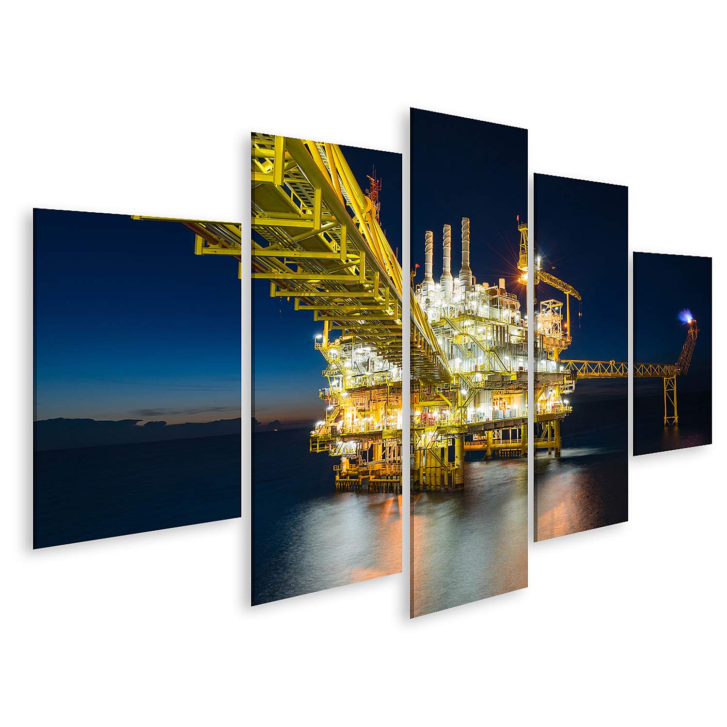 Imagen sobre lienzo Offshore Petróleo Gas Planta Central Golf donde producir gas bruto condensado crudo y luego tratar enviado a Onshore Mural Sala de estar en casa oficina dormitorio Imágenes GJKI-MFPx