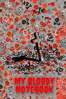 Vista 1 de My Bloody Notebook Skull and Bones with Blood Splatter Grey cover design, Lined Interior pages