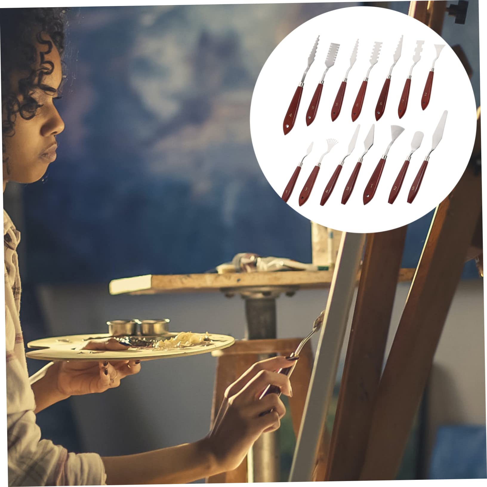 Set di Spatole per Pittura a Olio 14 Pezzi in Acciaio Inox