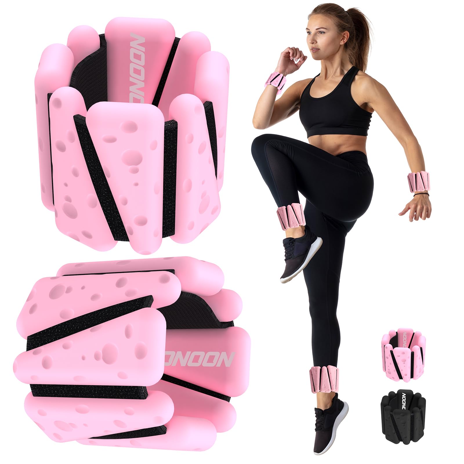 Wrist & Ankle Weights For Women And Men, 2lbs/4lbs Pairs Adjustable Silicone - View #2
