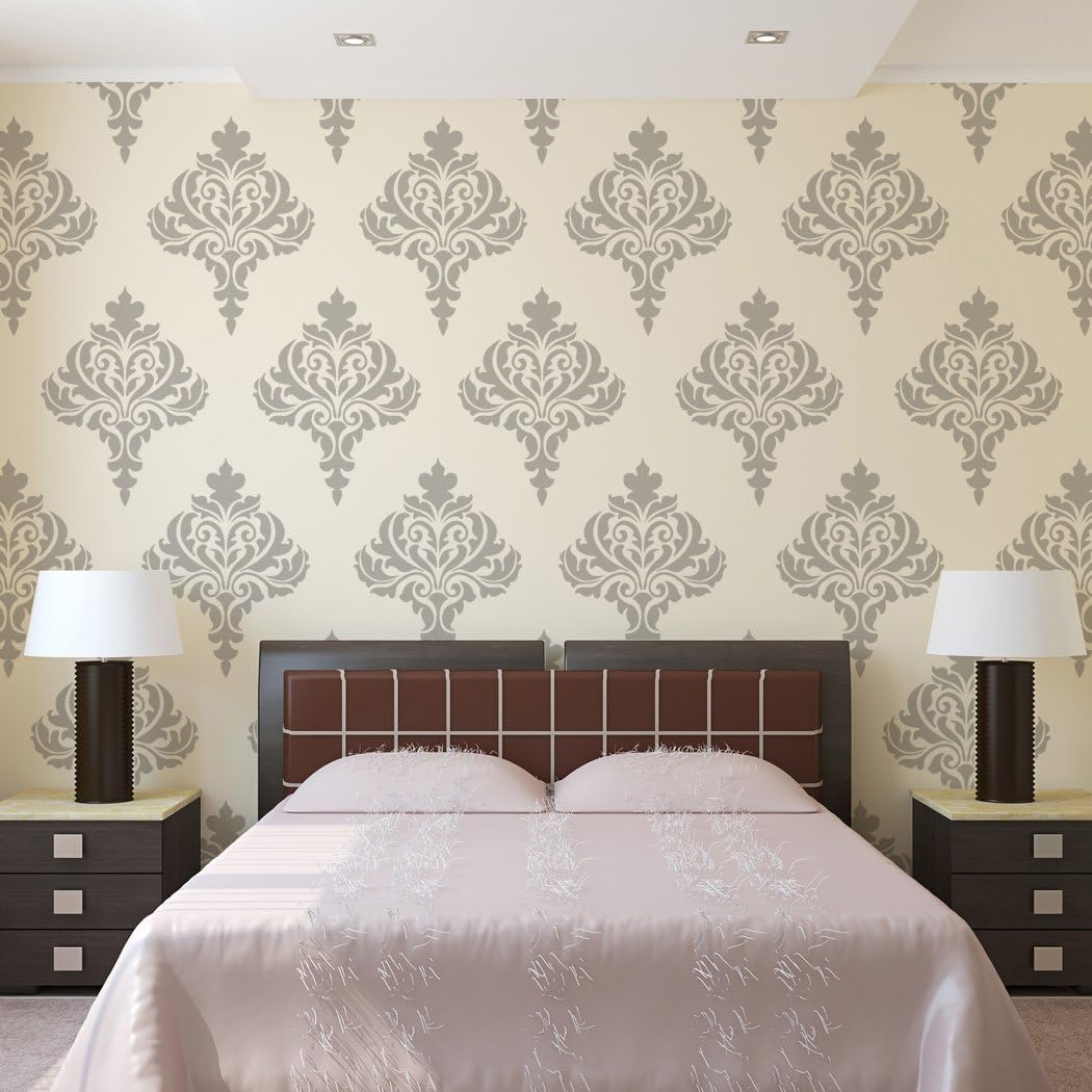 Wall Damask Stencil Balifico for DIY Wall Decor and Wallpaper Look