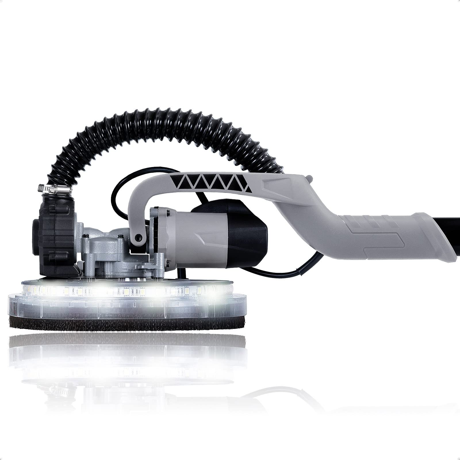 Werku WK403070, Lijadora Circular Paredes-Techos Auto-Aspirante, Calidad Profesional, Potencia 750 W, Disco 225 mm, Sistema Luz LED Visión, Incluye Disco Lijado y Manguera Aspiración