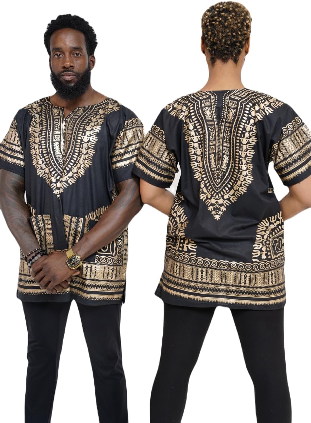 Dupsie's African Print Unisex Dashiki Shirt African Attire for Men Women Black History month, Festivals, Church, Cruises - Image 3