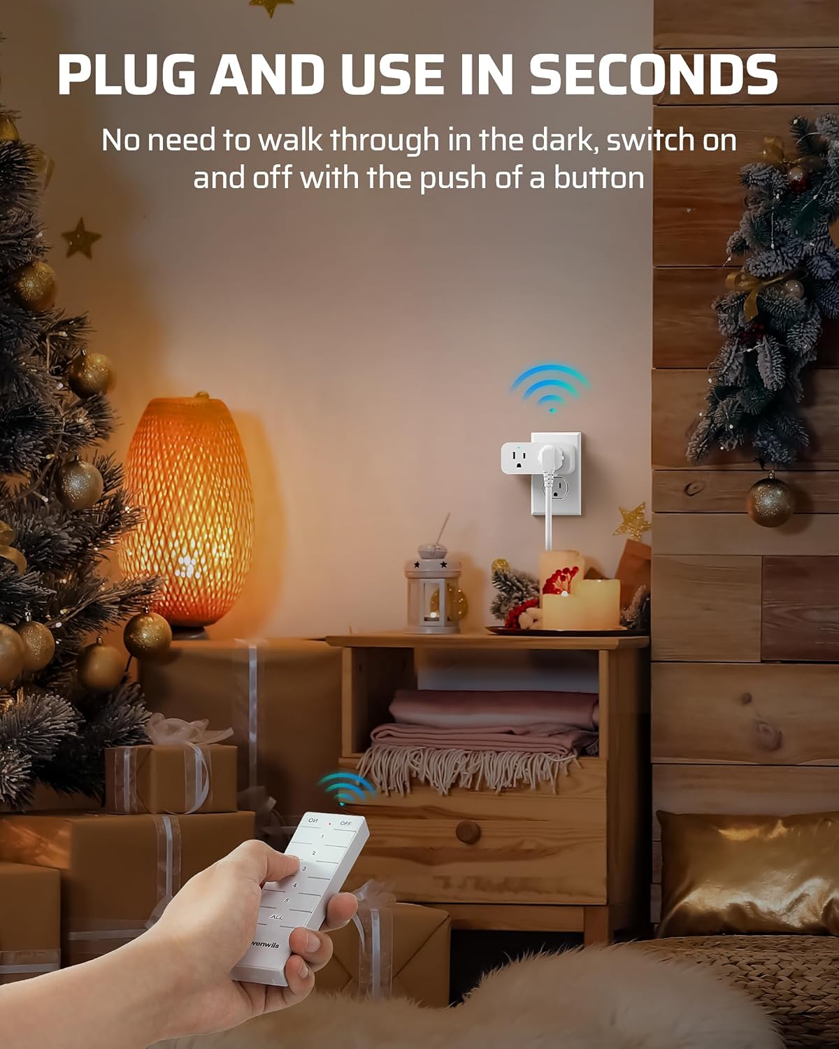 DEWENWILS Remote Control Outlet, Indoor Remote Outlet 2 Pack with 4 Independent Control & 1 All Control, Remote Outlet Switch for Lamp, Fan, Vacs, Light, 100FT Range, 15A/1875W
