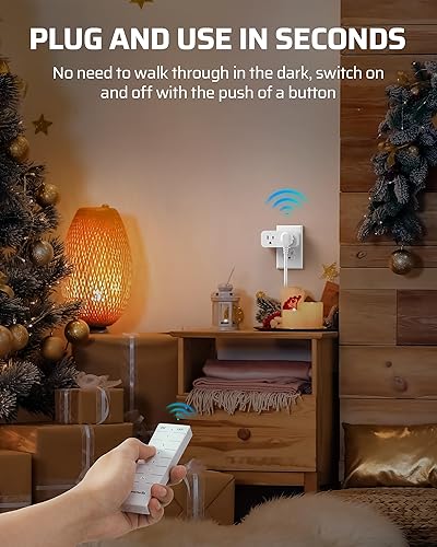 Miniatura 4 de DEWENWILS - Salida de control remoto, paquete de 2 tomas de corriente interior con 4 controles independientes y 1 control general, interruptor de