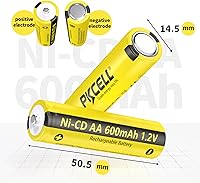 Vista 2 de PKCELL 4 Pack AA 1.2V 600mAh NICD Rechargeable Double A Battery for Solar Lights(4PCS)