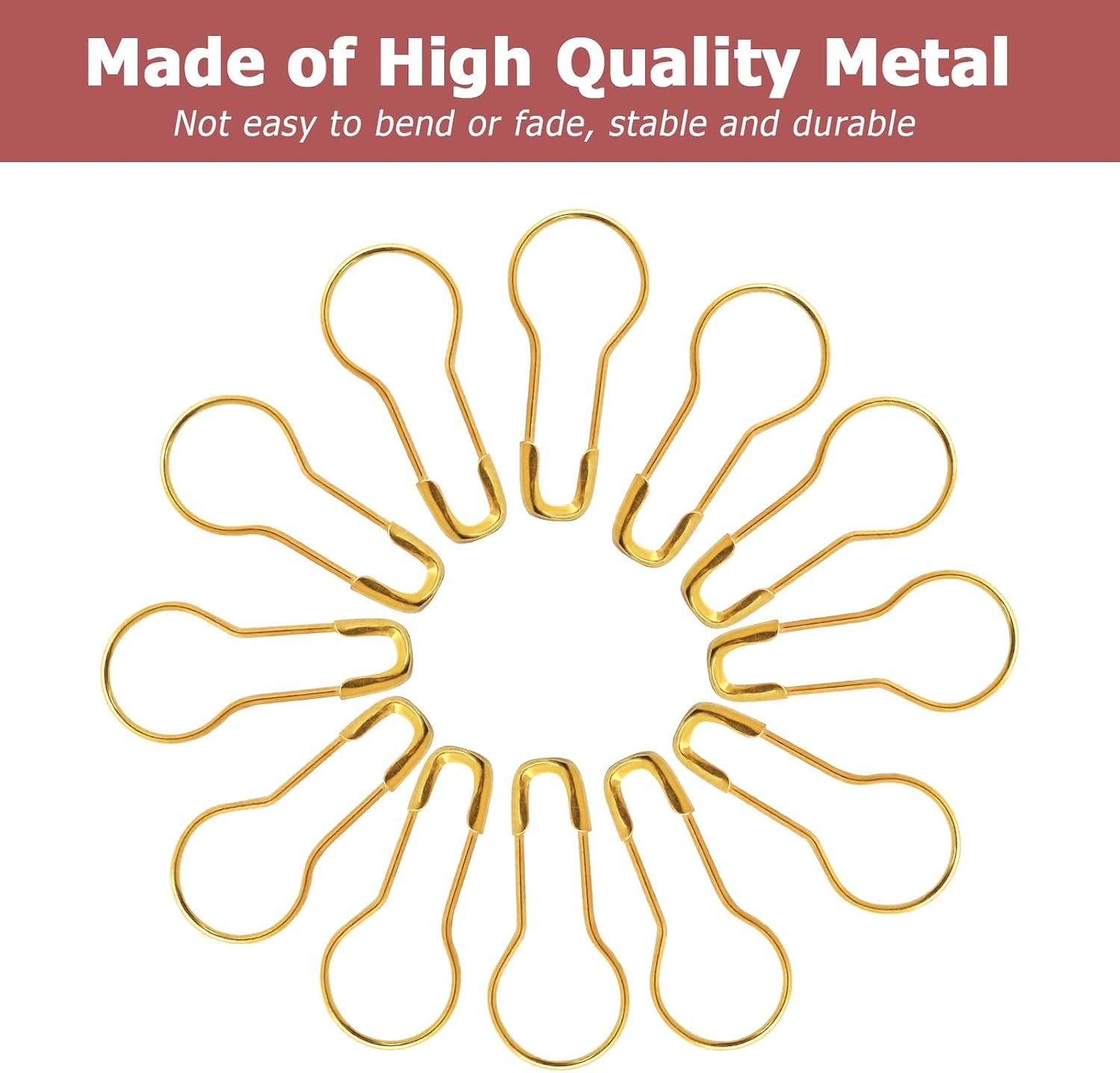 1000 Pack Metal Safety Pins, Gourd Pin Clothing Tag Pins Bead Needle Pin Bulb Pin Calabash Pin for DIY Craft and Home Accessories 23mm/0.9 Inch Length（Gold）