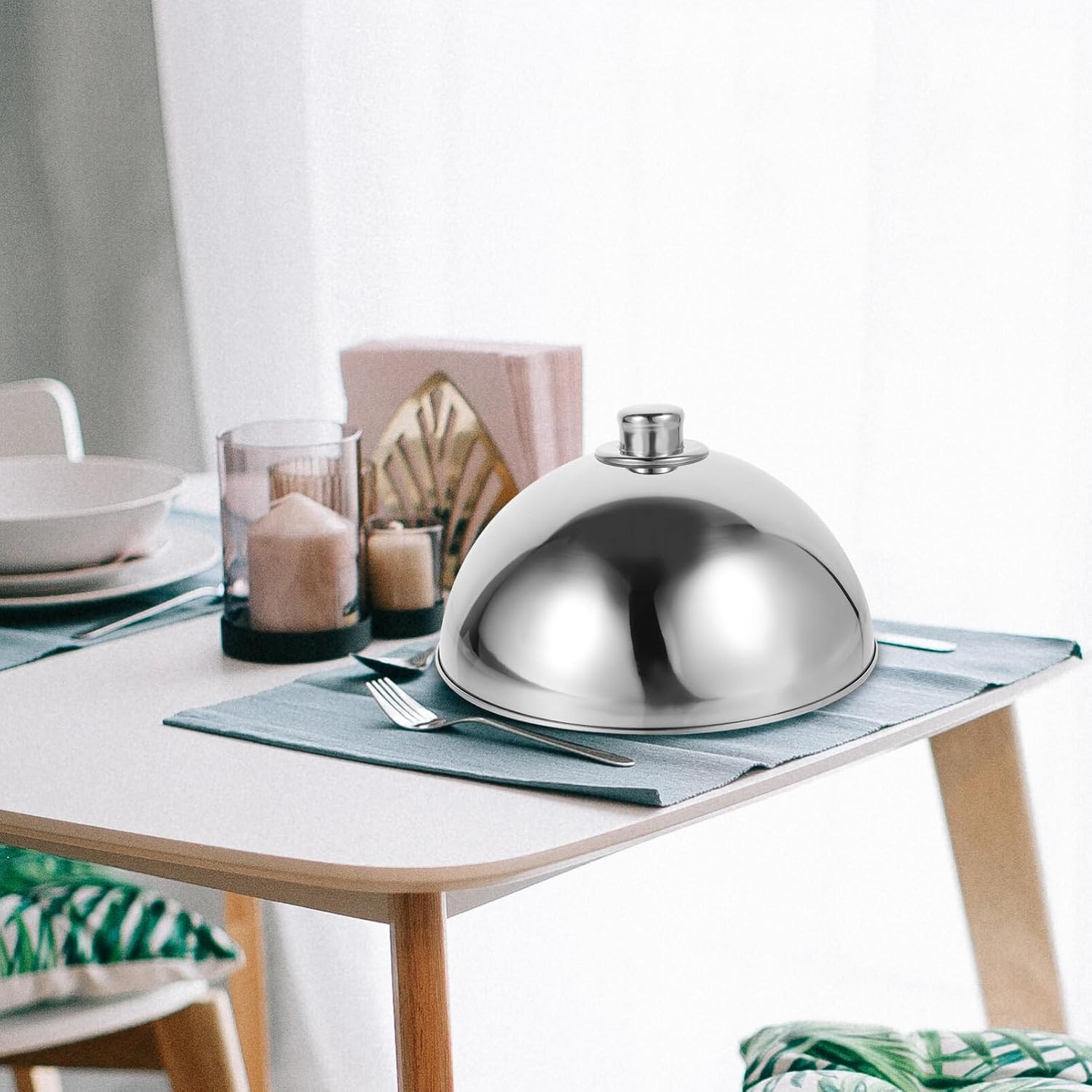 IMIKEYA Stainless Steel Food Dome Cover, 10Inch Cheese Melting Dome Dish Cover Food Lid Steam Basting for Griddle Grill Home Restaurant