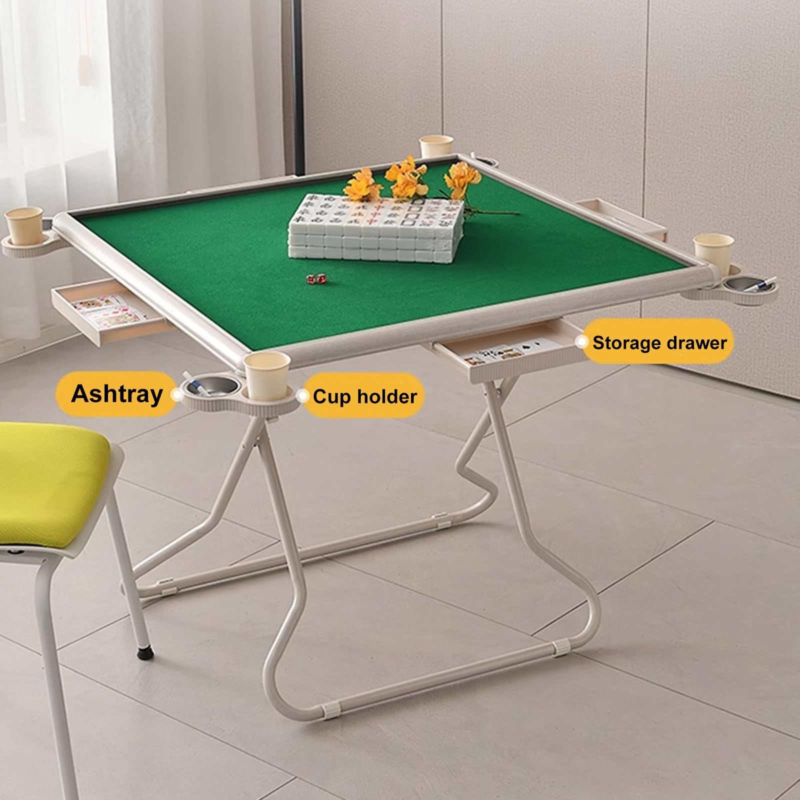 Tavolo da gioco pieghevole con contenitore e portabicchieri, design portatile per carte e giochi Domino, soluzione salvaspazio