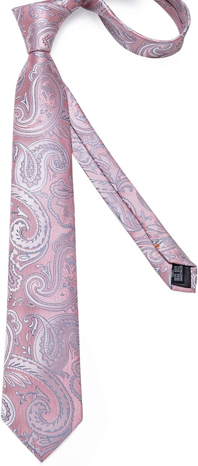 DiBanGu Mens Tie Set Silk Necktie and Gold Tie Ring Pocket Square Cufflinks Formal Business Wedding Ties with Gift Box - Image 6