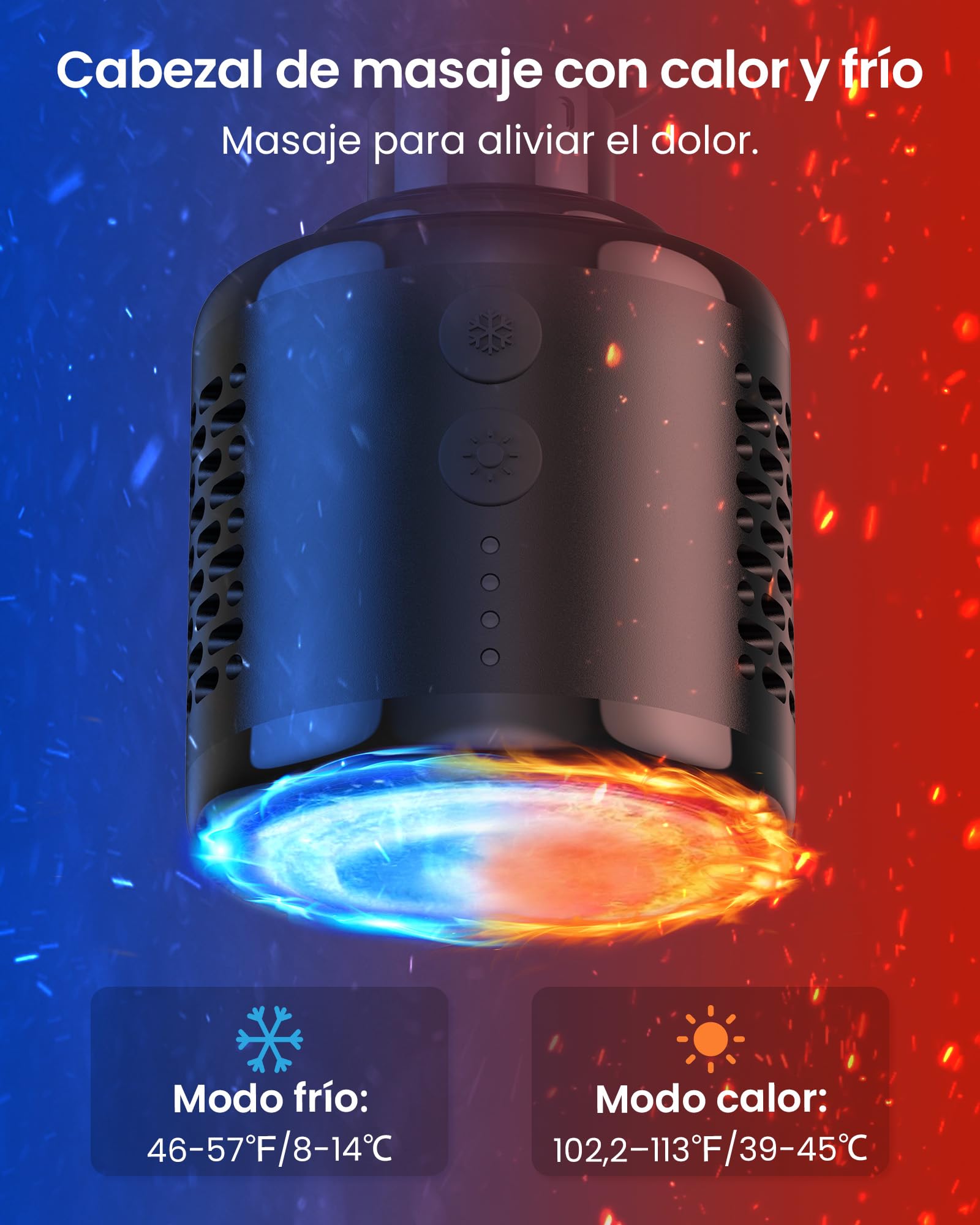Pistola de Masaje Muscular Calor y frío,Napre Pistola Masaje Massage Gun con Mango Extensible,32 Velocidades Pistola Masajeadora Muscular Cervical y Espalda,Plegable,5 Ángulos Ajustables,LED Screen
